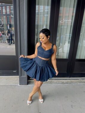 Ofuure denim pinstripe co-ord set